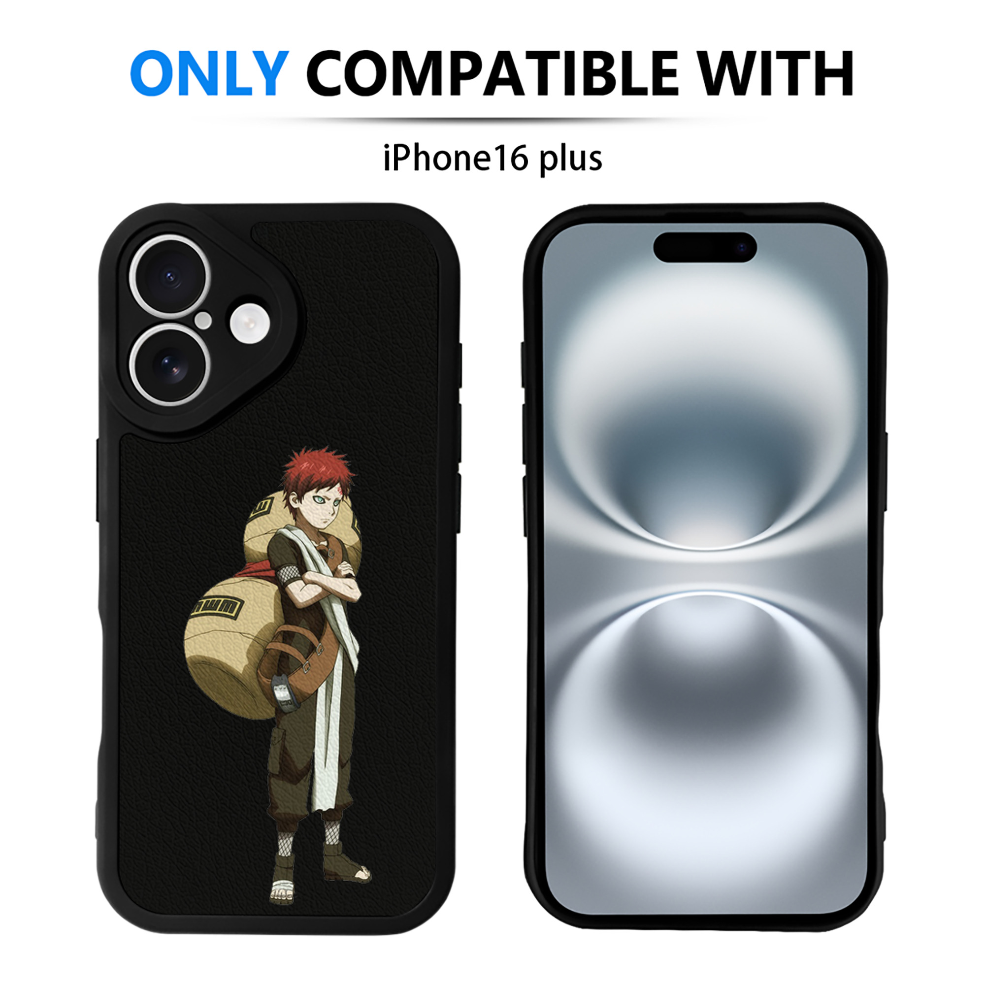 （画像用） NARUTO -ナルト- ガアラ Gaara 【iPhone 16シリーズ対応】シリコンスマホケース（レザー調） 材質：シリコン